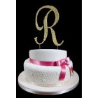 Gold Letter R Rhinestone Cake Topper Decoration